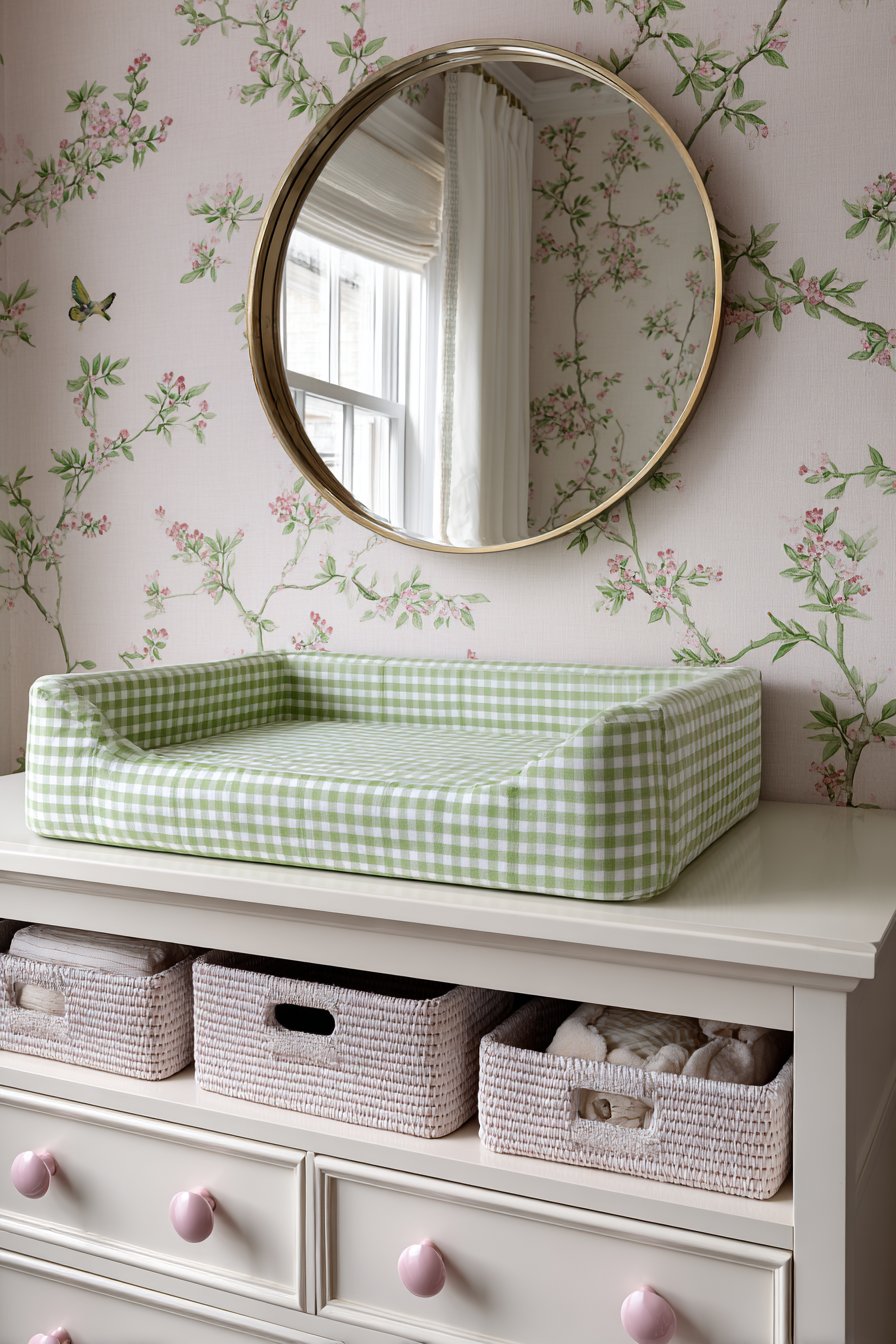 Functional Changing Station with Floral Accents