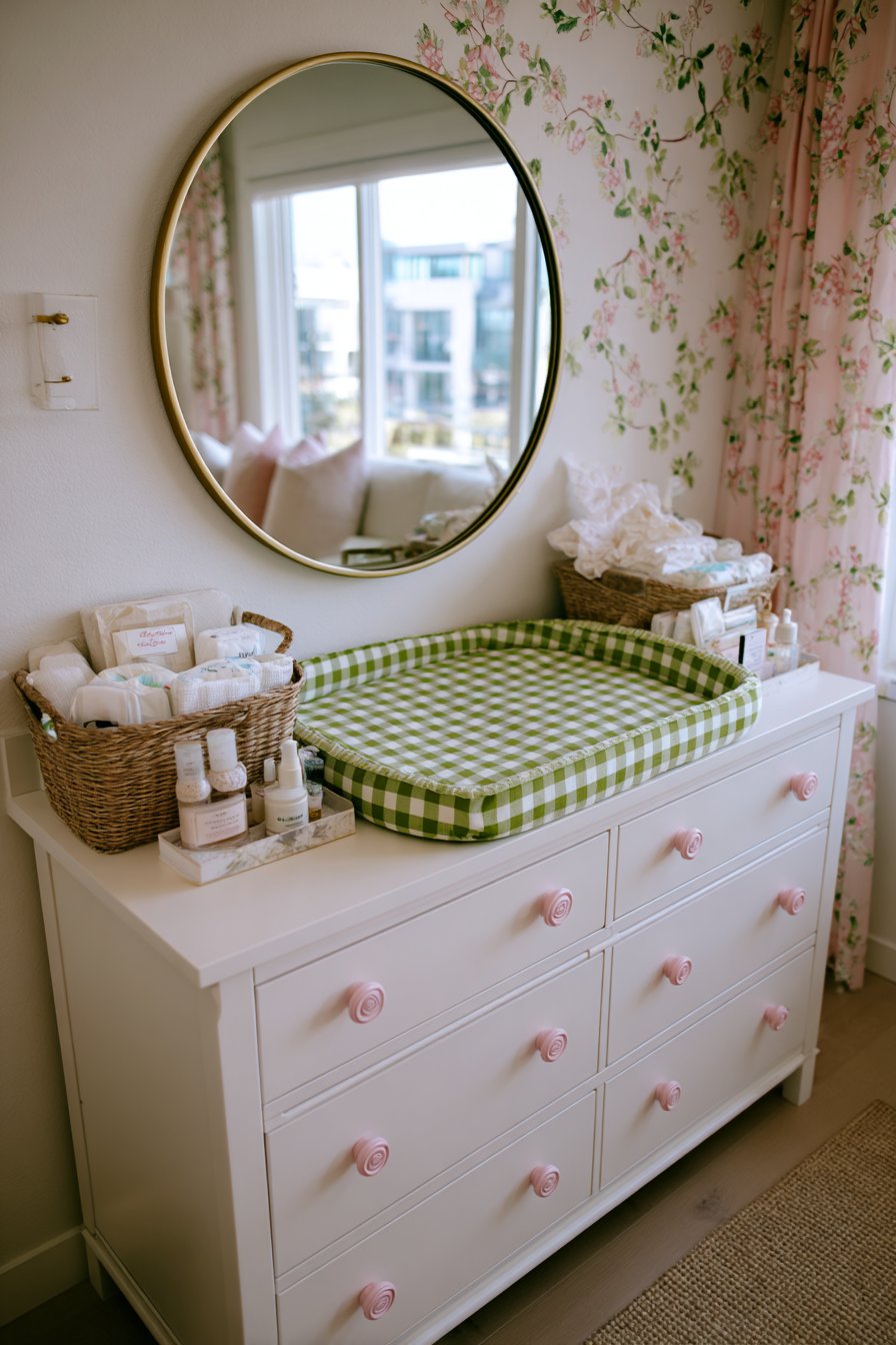 Functional Changing Station with Floral Accents