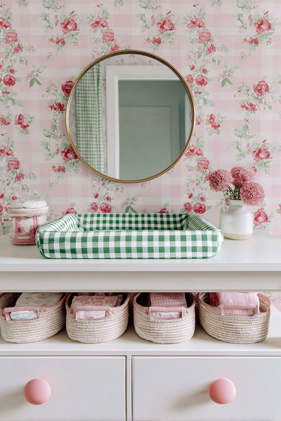 Functional Changing Station with Floral Accents