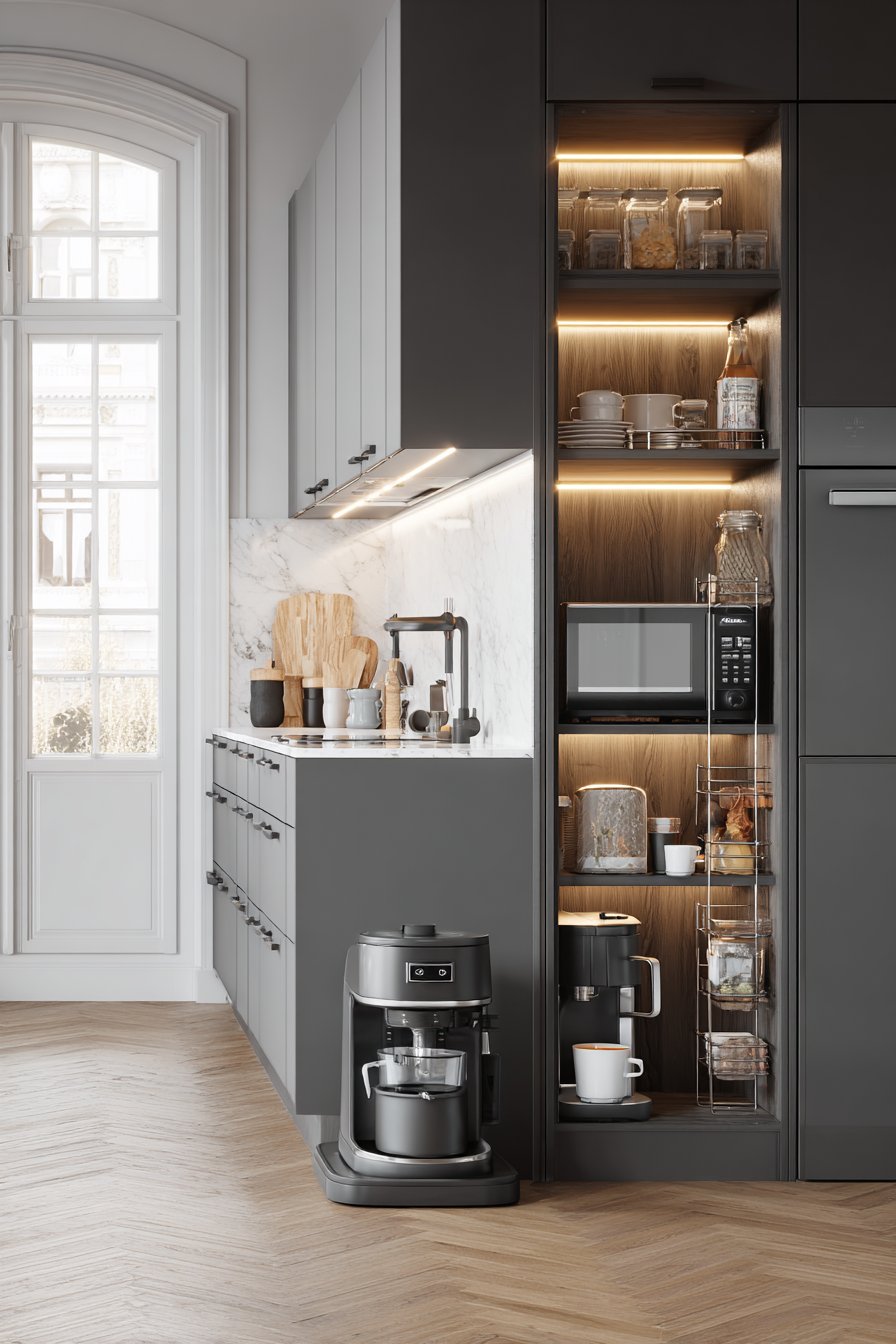 Vertical Storage Maximization with Floor-to-Ceiling Cabinets