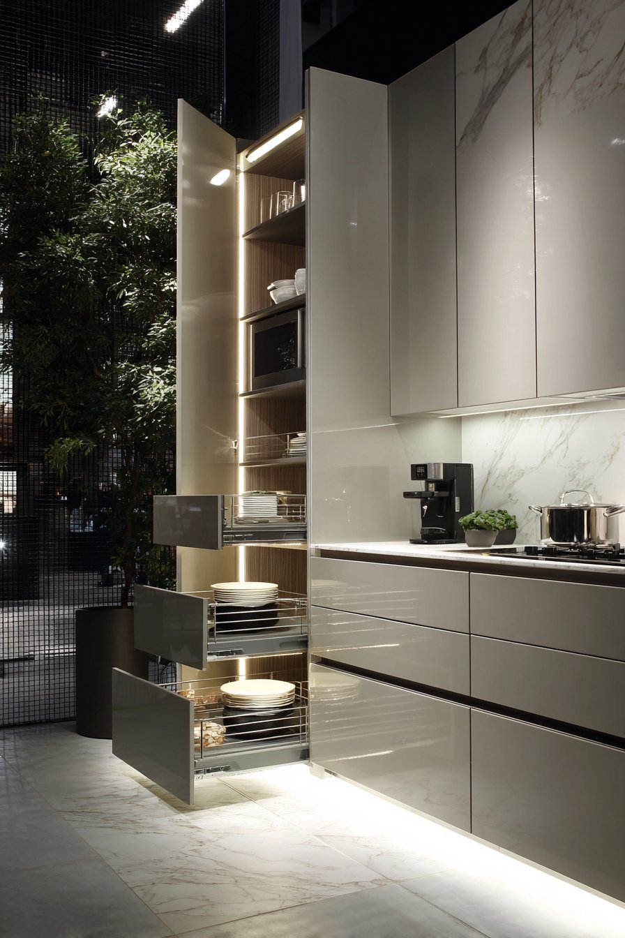 Vertical Storage Maximization with Floor-to-Ceiling Cabinets