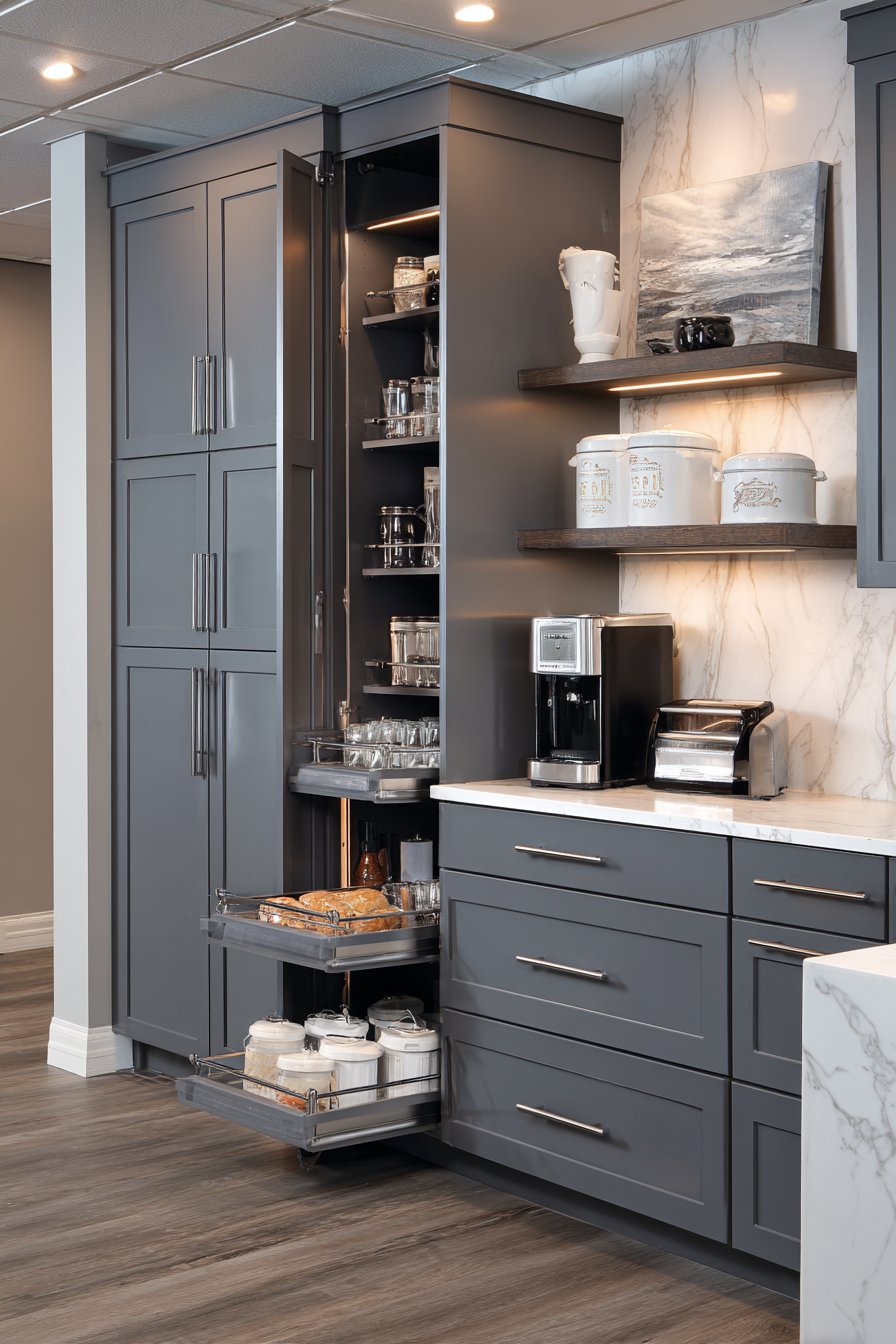 Vertical Storage Maximization with Floor-to-Ceiling Cabinets