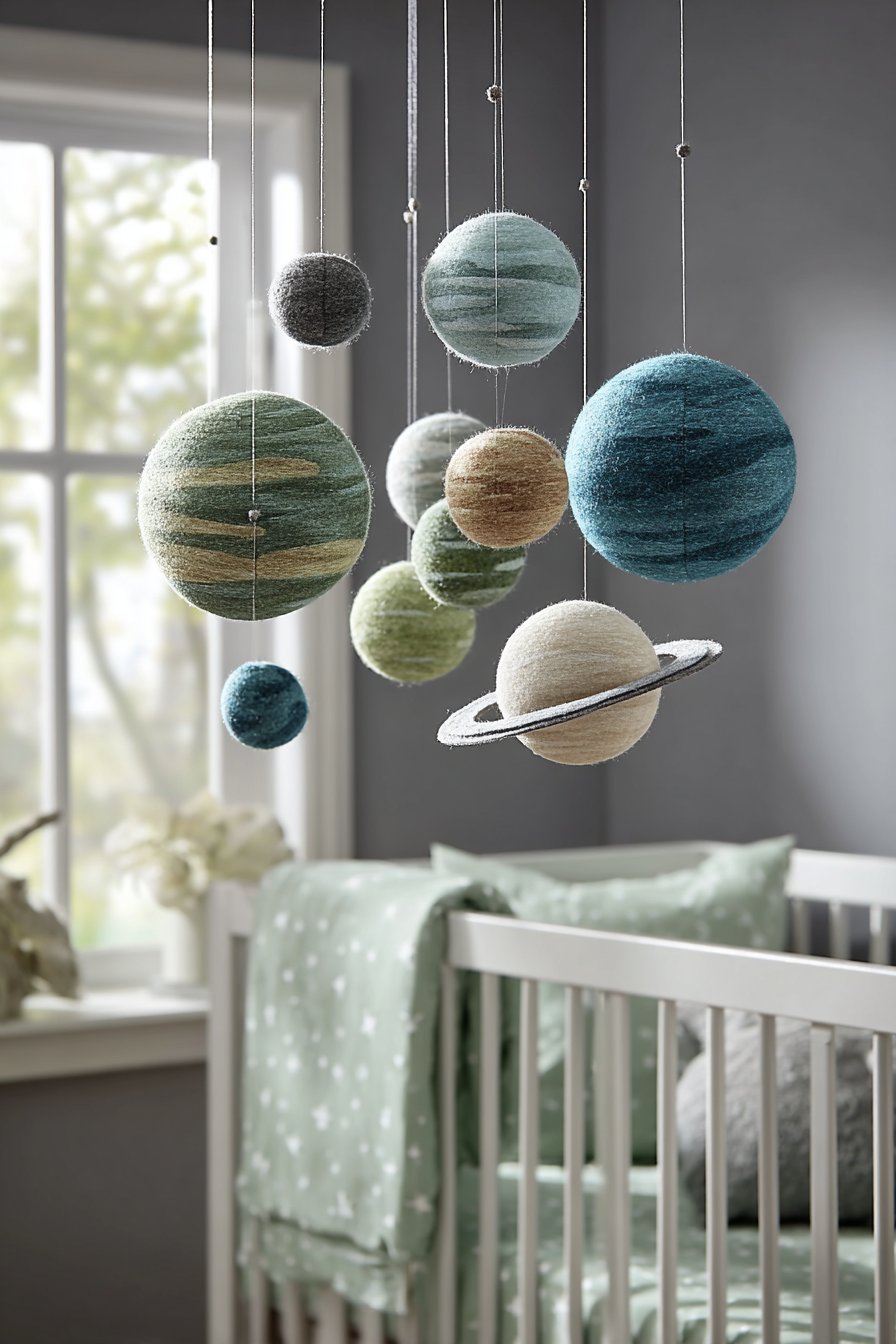 Handcrafted Planetary Mobile Statement