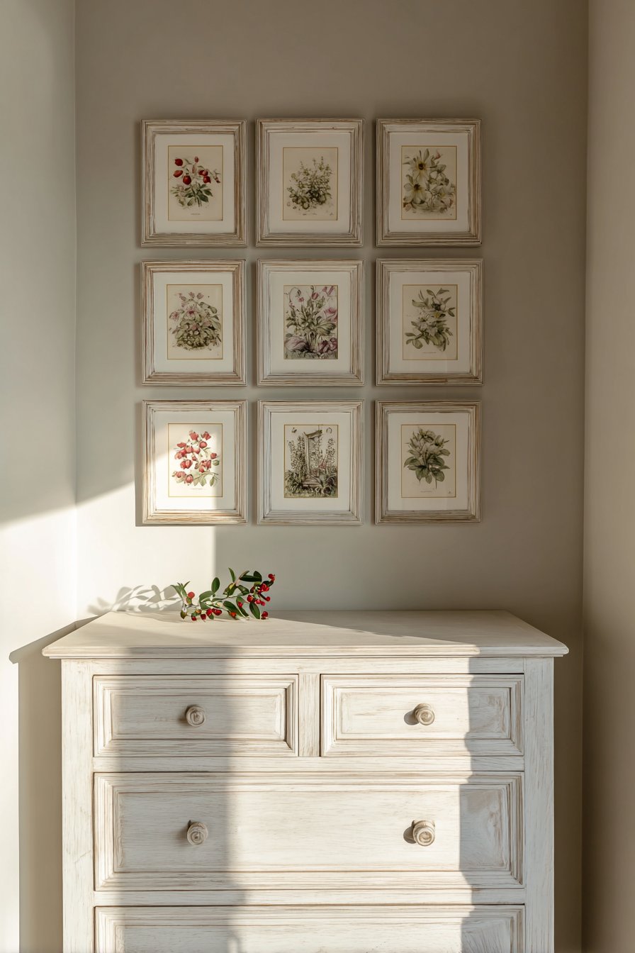 Vintage Gallery Wall with Mixed Frame Styles