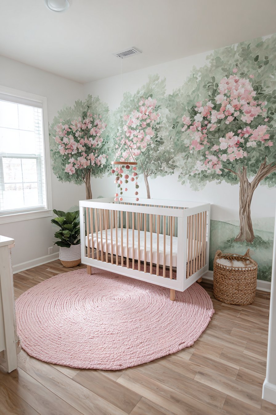 Whimsical Hand-Painted Tree Mural