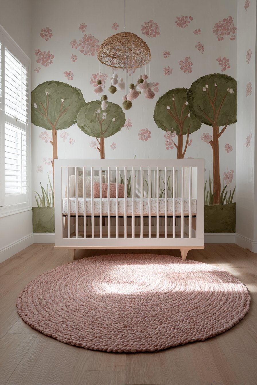 Whimsical Hand-Painted Tree Mural