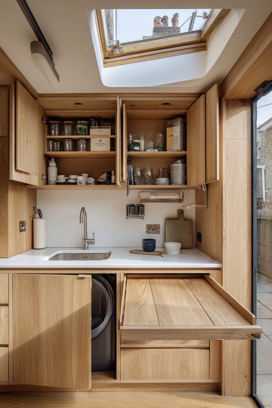 Minimalist Oak Veneer Handle-Less Design