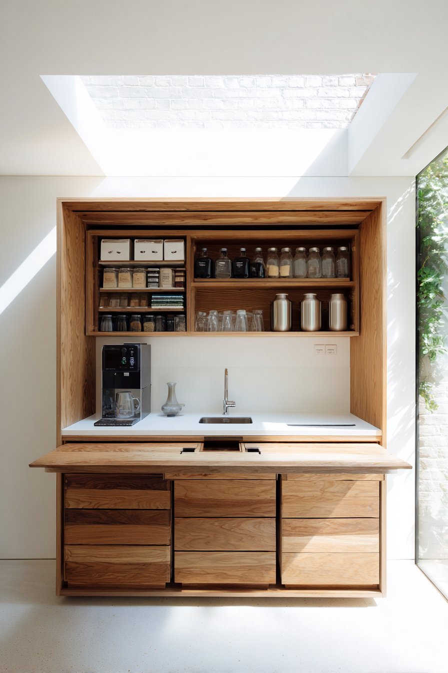 Minimalist Oak Veneer Handle-Less Design