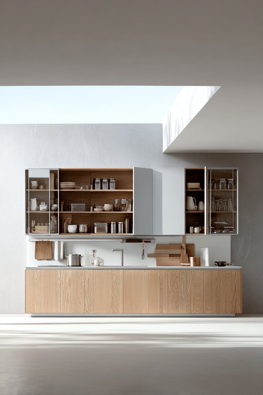 Minimalist Oak Veneer Handle-Less Design