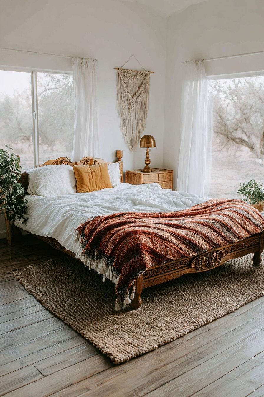 Layered Turkish Kilim Platform Bed