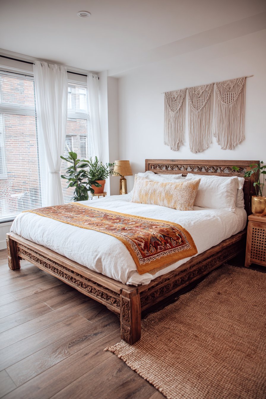 Layered Turkish Kilim Platform Bed