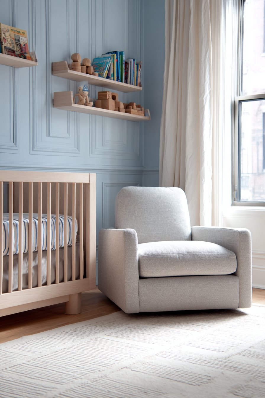 Serene Sky Blue Modern Nursery
