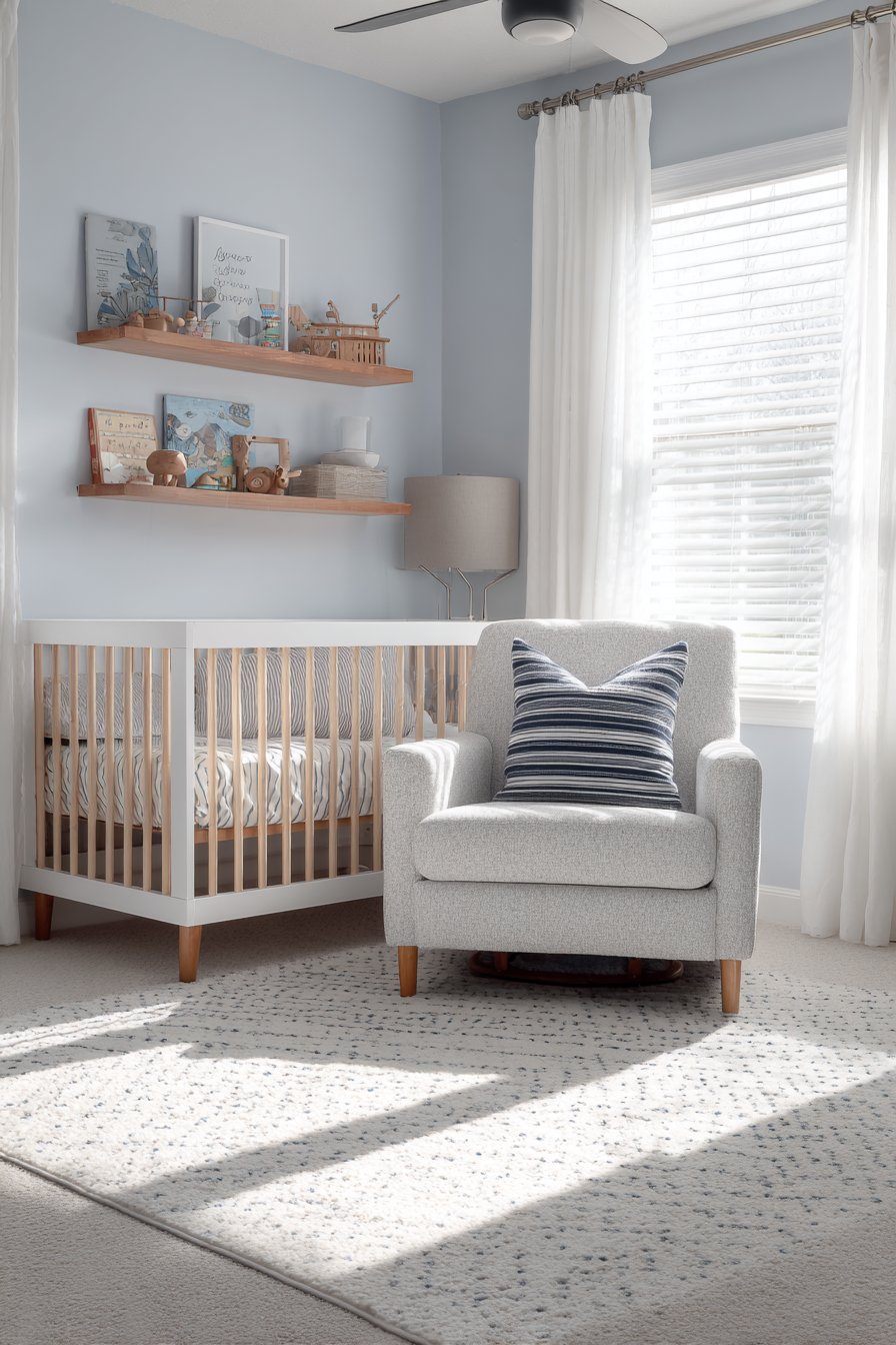 Serene Sky Blue Modern Nursery