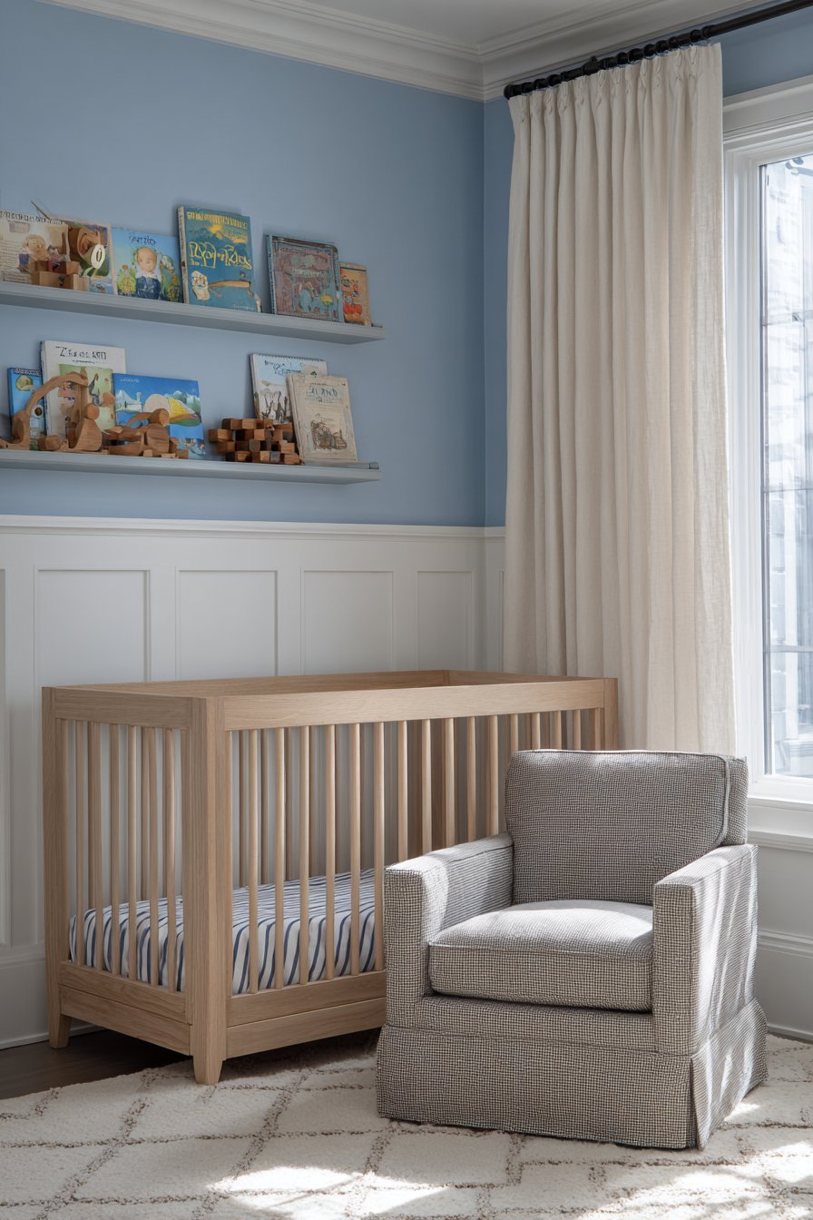 Serene Sky Blue Modern Nursery