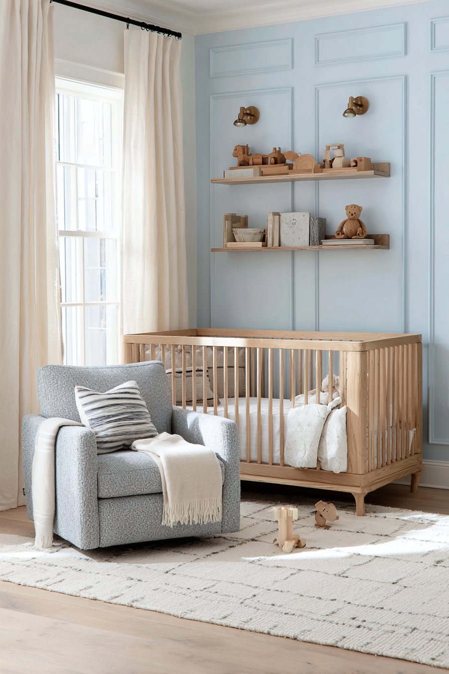 Serene Sky Blue Modern Nursery