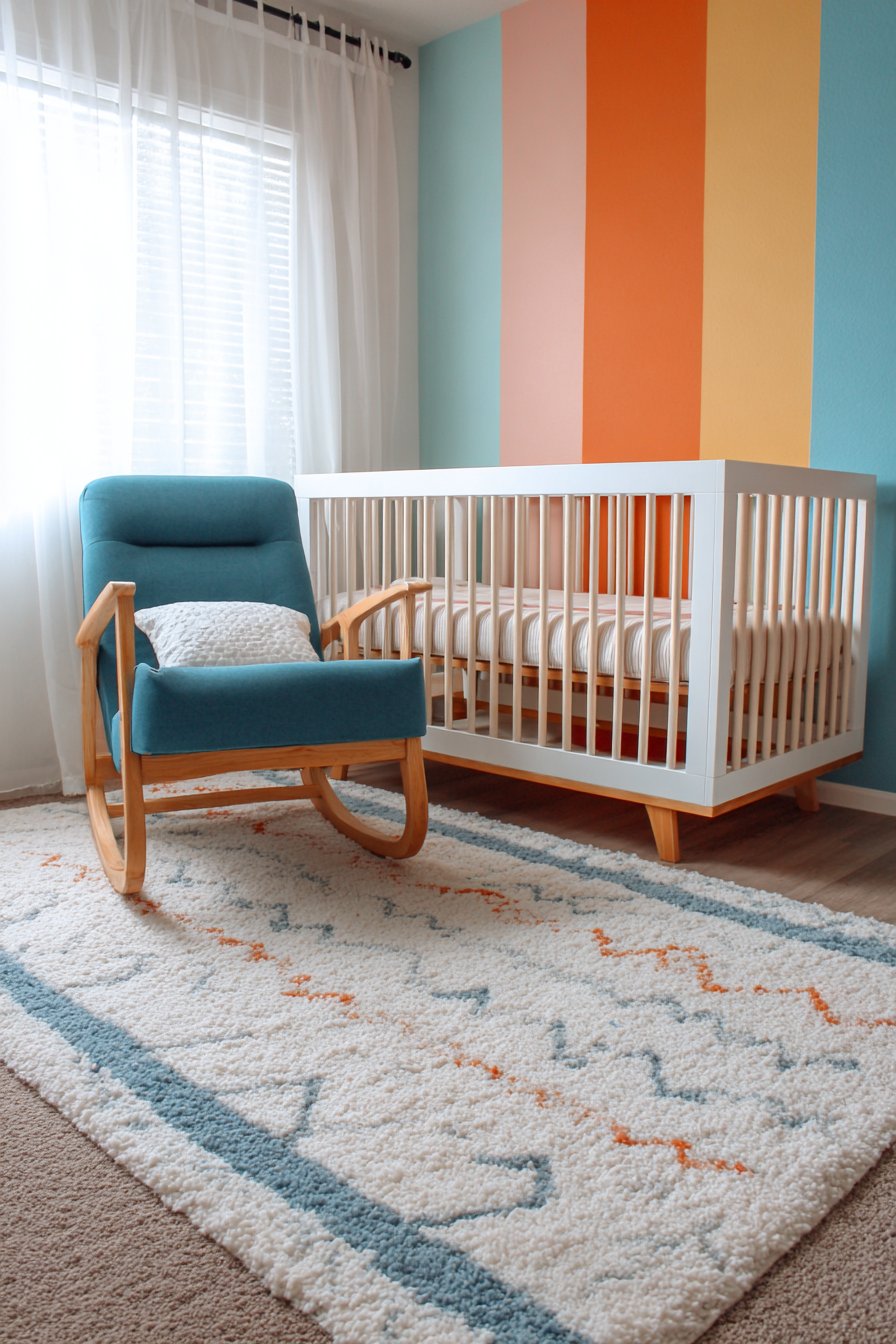Rainbow Striped Accent Wall Nursery