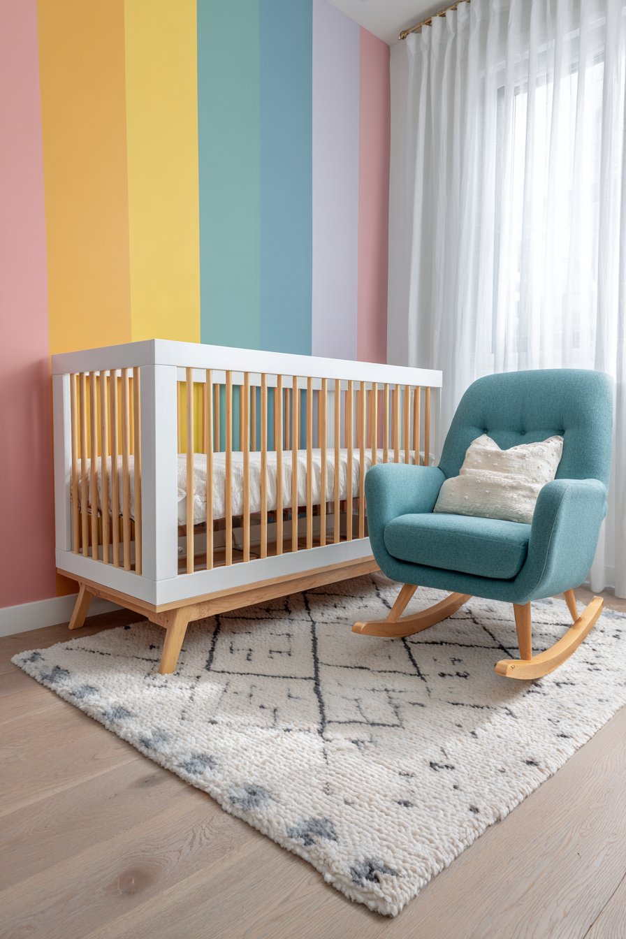 Rainbow Striped Accent Wall Nursery