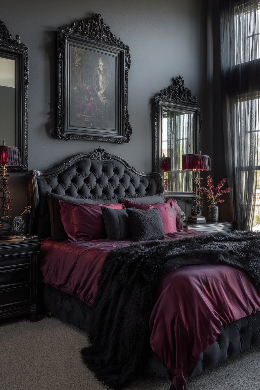Dramatic Black Velvet Bedroom Sanctuary