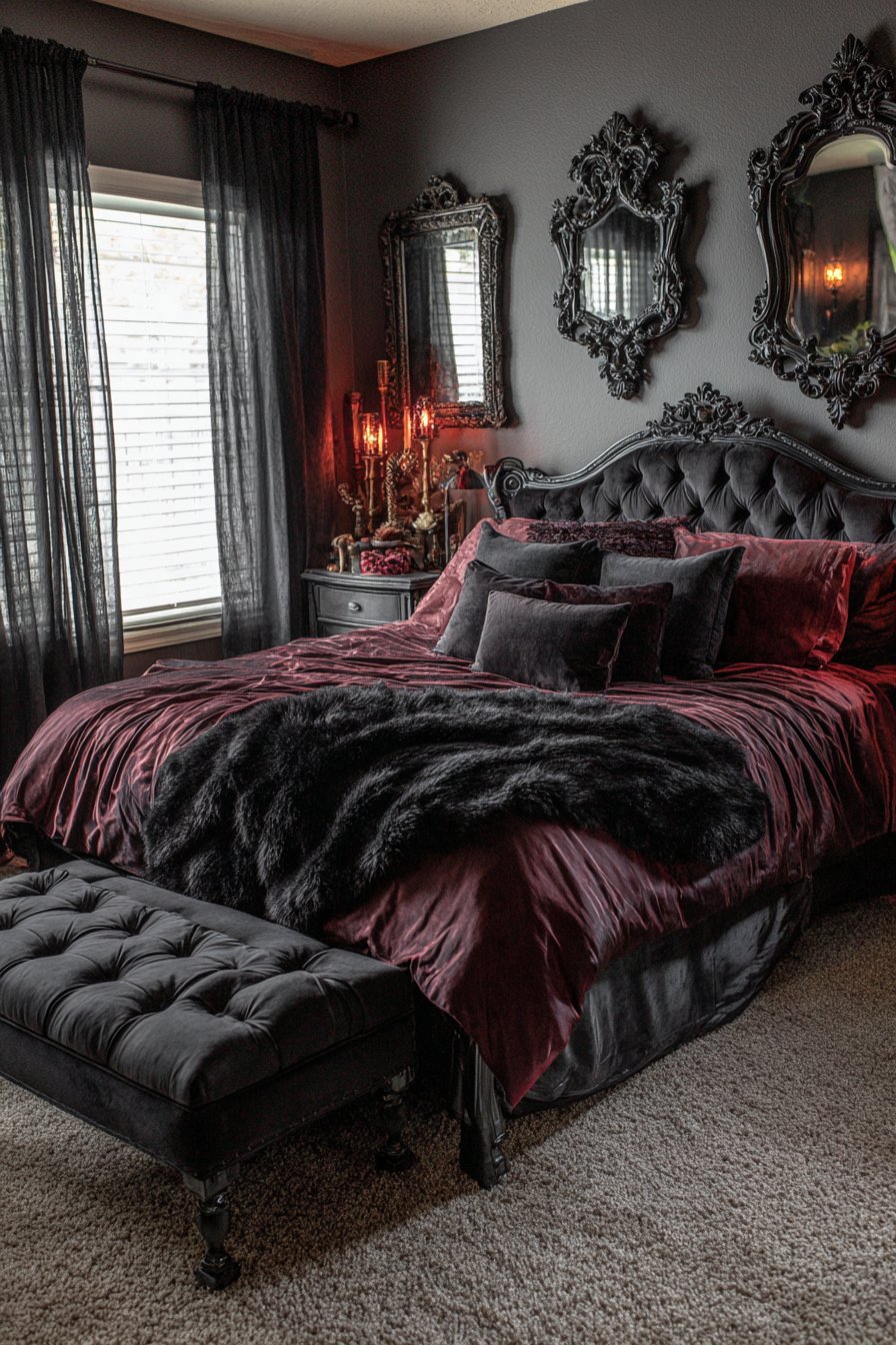 Dramatic Black Velvet Bedroom Sanctuary