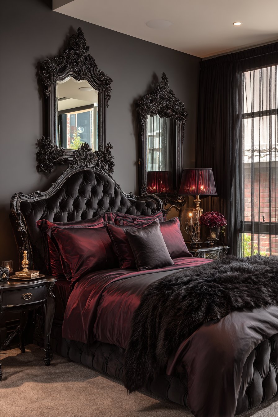 Dramatic Black Velvet Bedroom Sanctuary