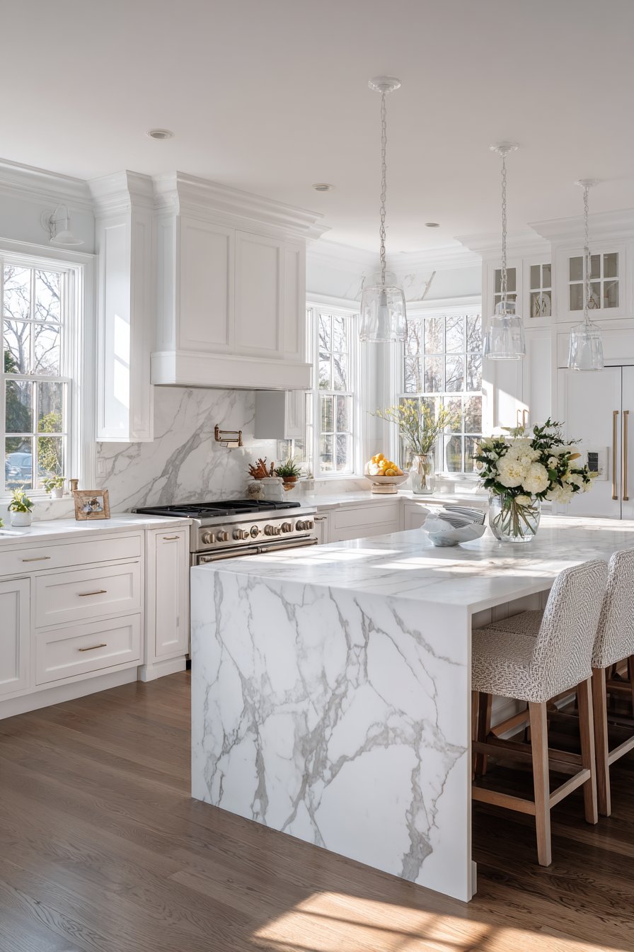 Marble Waterfall Island Masterpiece