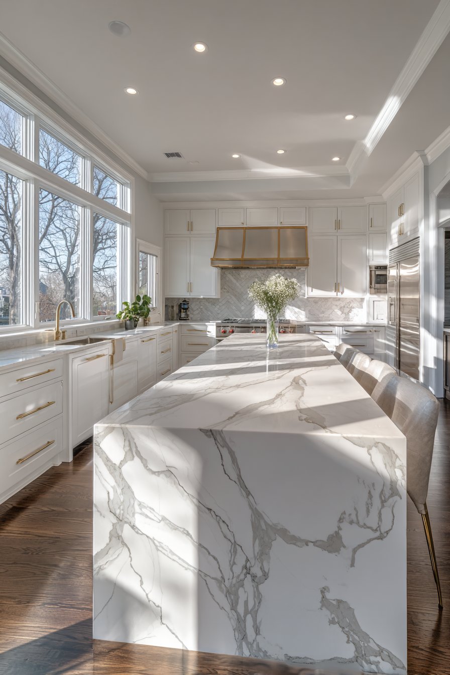 Marble Waterfall Island Masterpiece