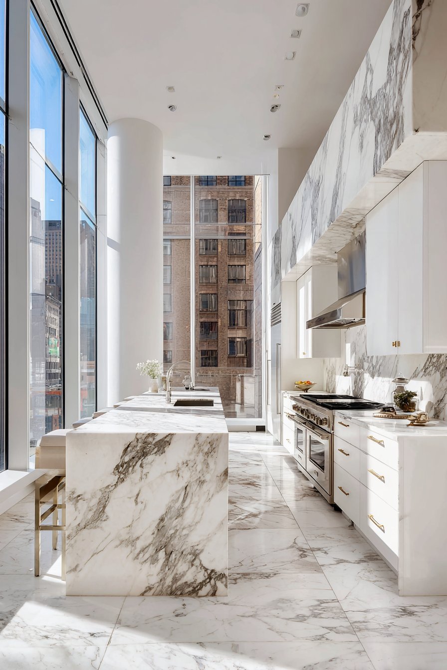 Marble Waterfall Island Masterpiece