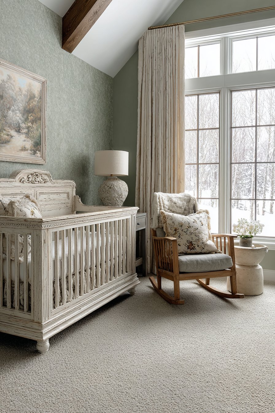 Distressed White Vintage Crib Elegance