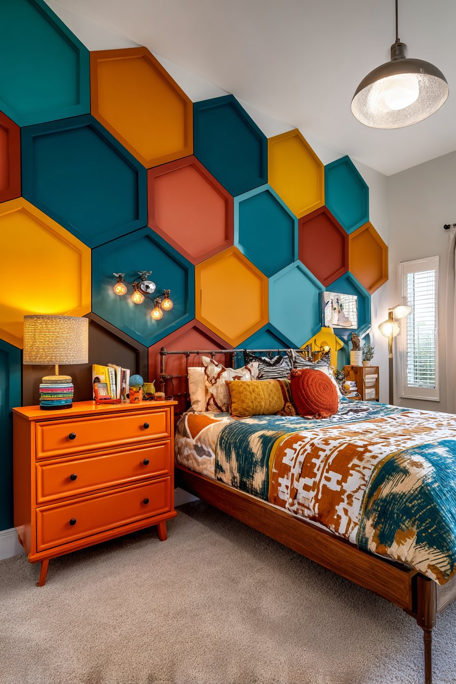 Bold Geometric Accent Wall Paradise
