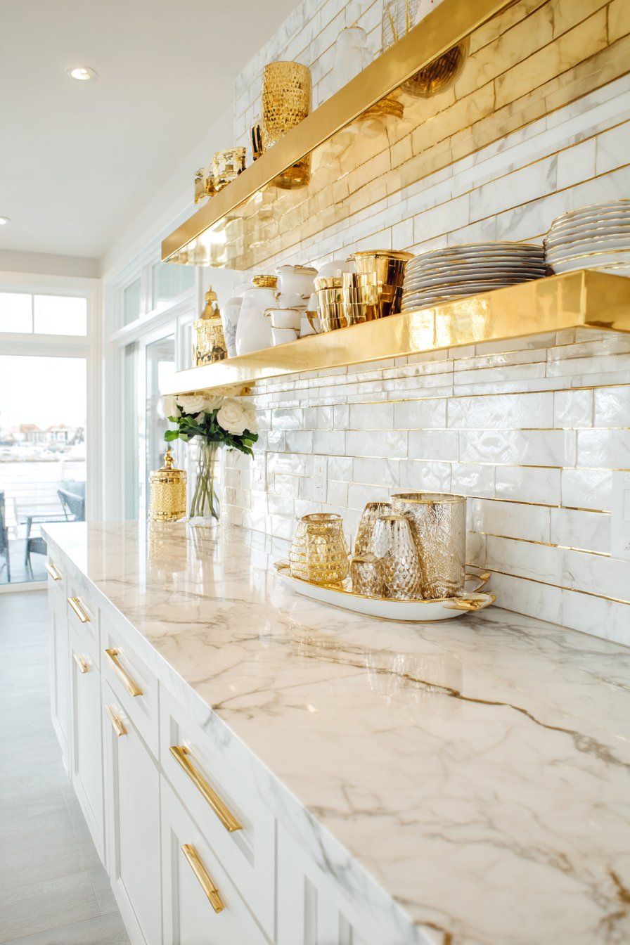 Luxurious Brushed Brass Morning Light Kitchen