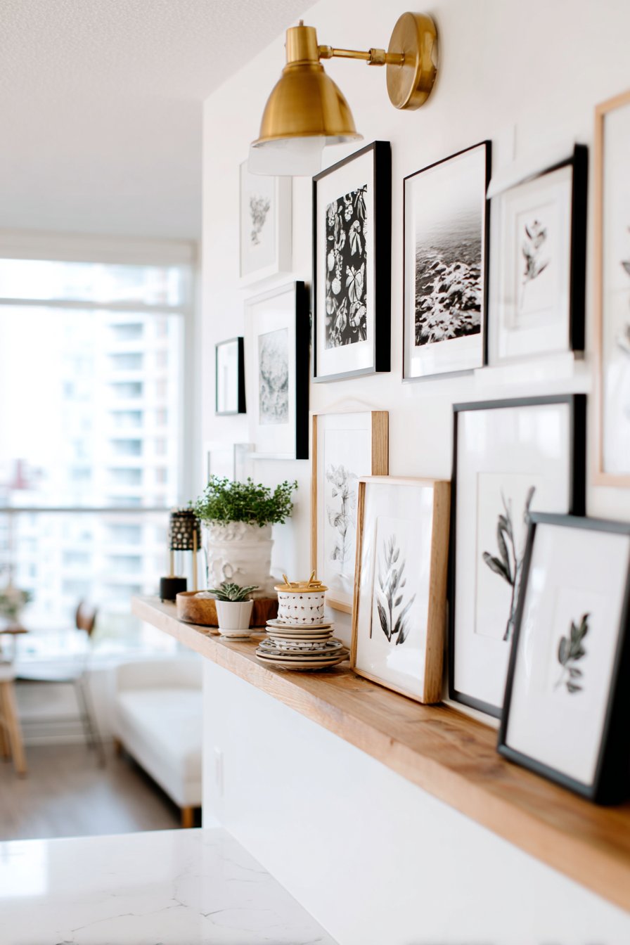 Modern Gallery Wall with Botanical Prints