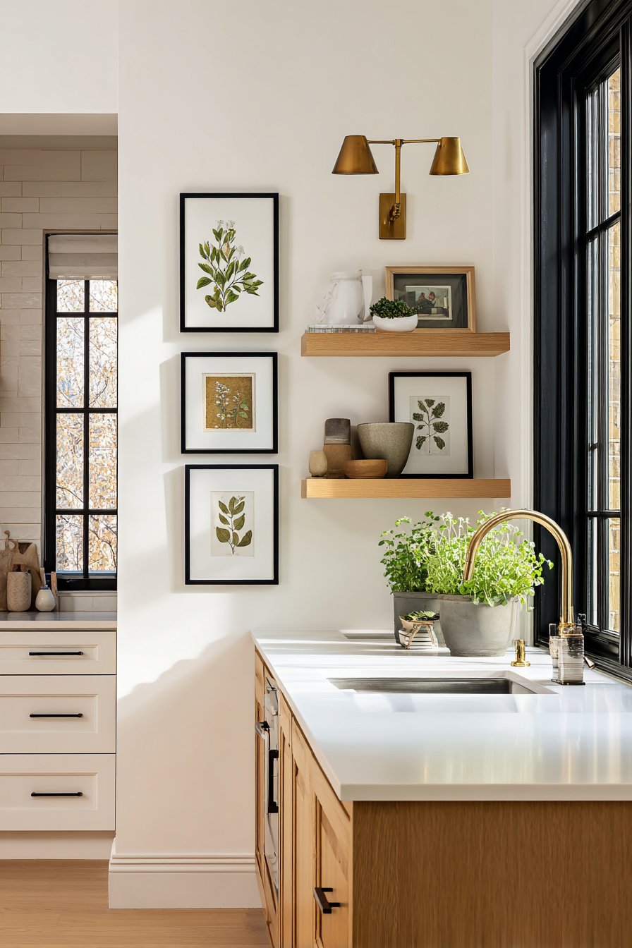 Modern Gallery Wall with Botanical Prints