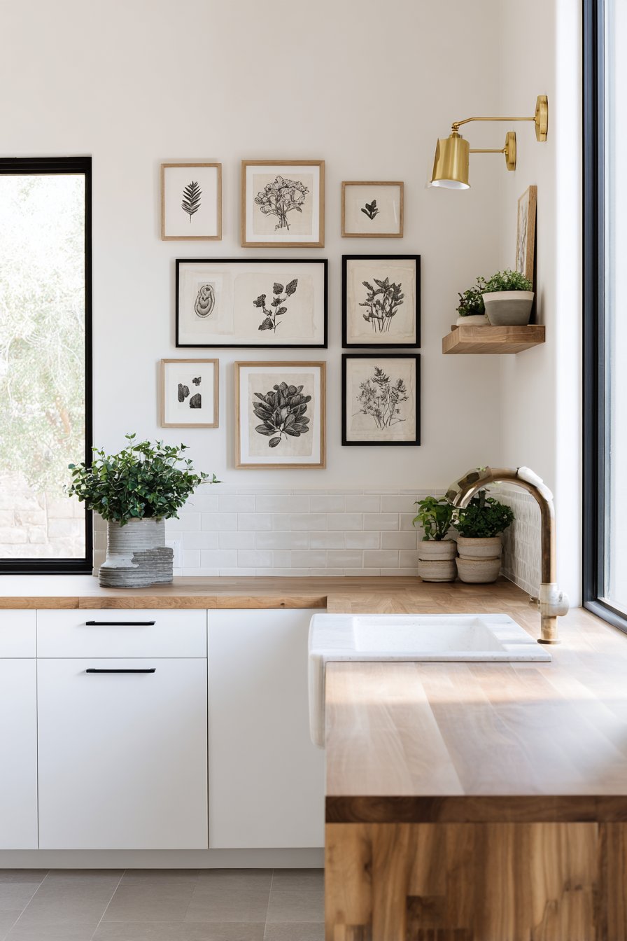 Modern Gallery Wall with Botanical Prints