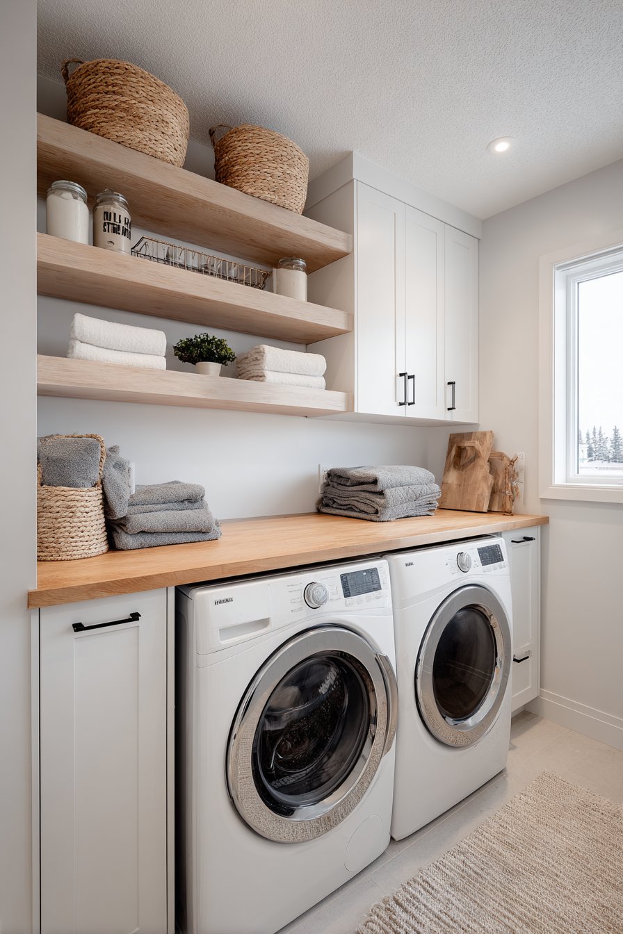 Modern White Shaker Style Cabinets with Custom Storage