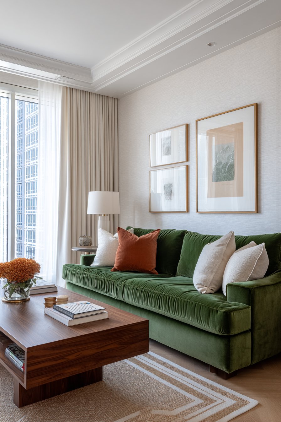 Sophisticated Velvet Living Room Centerpiece