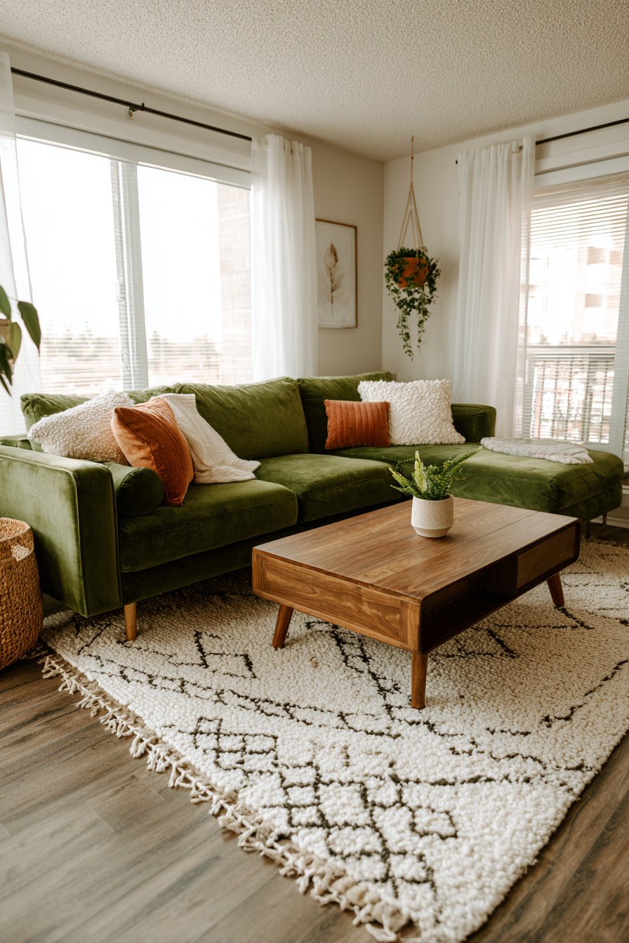 Sophisticated Velvet Living Room Centerpiece