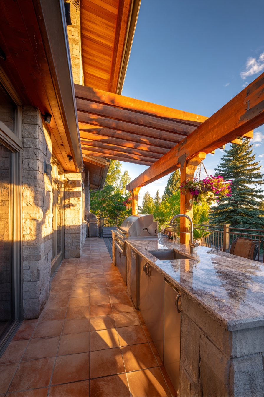 Classic Stainless Steel Grill Island with Stone Veneer