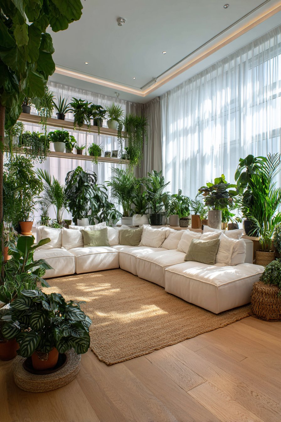 Oversized Sectional with Lush Indoor Garden