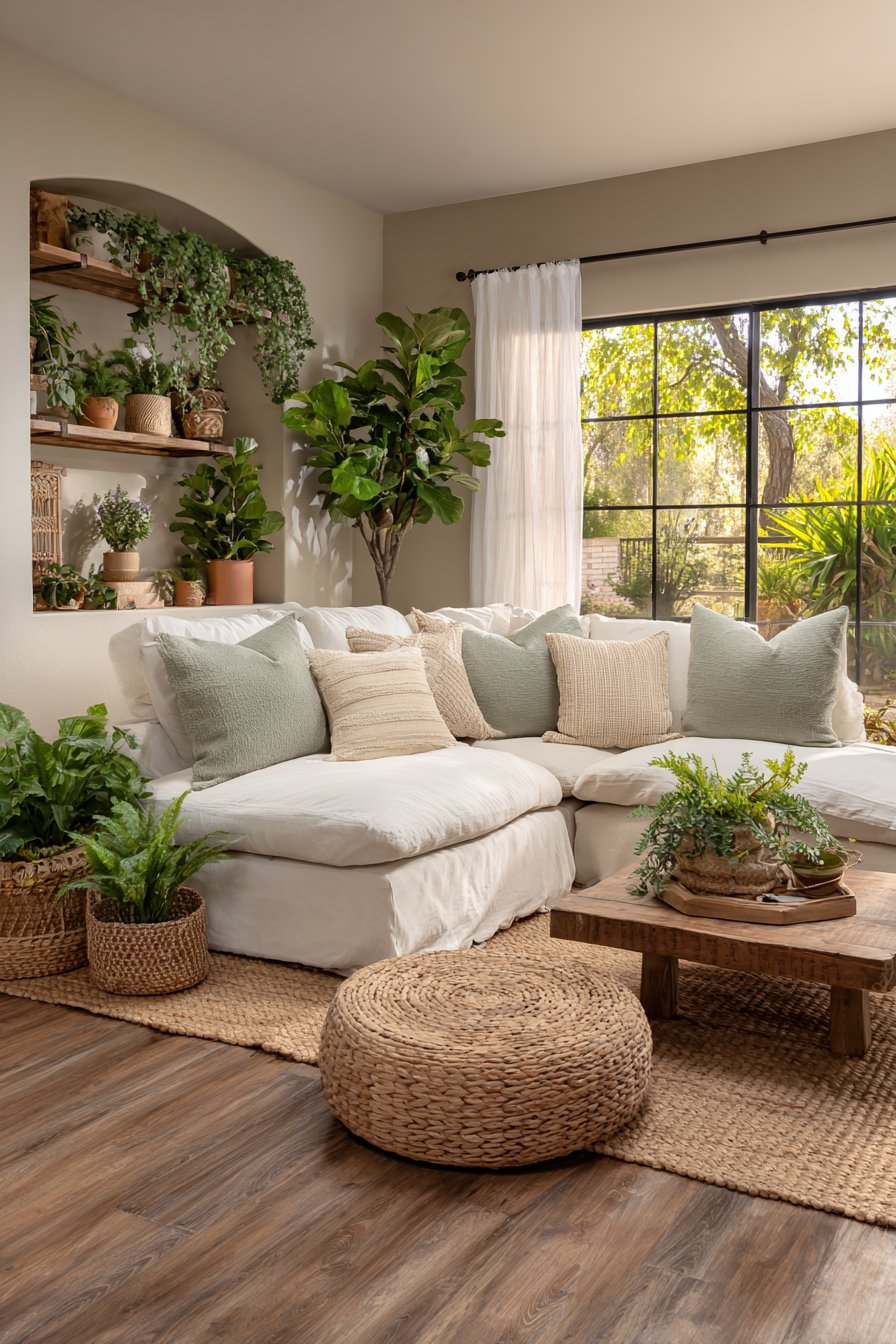 Oversized Sectional with Lush Indoor Garden
