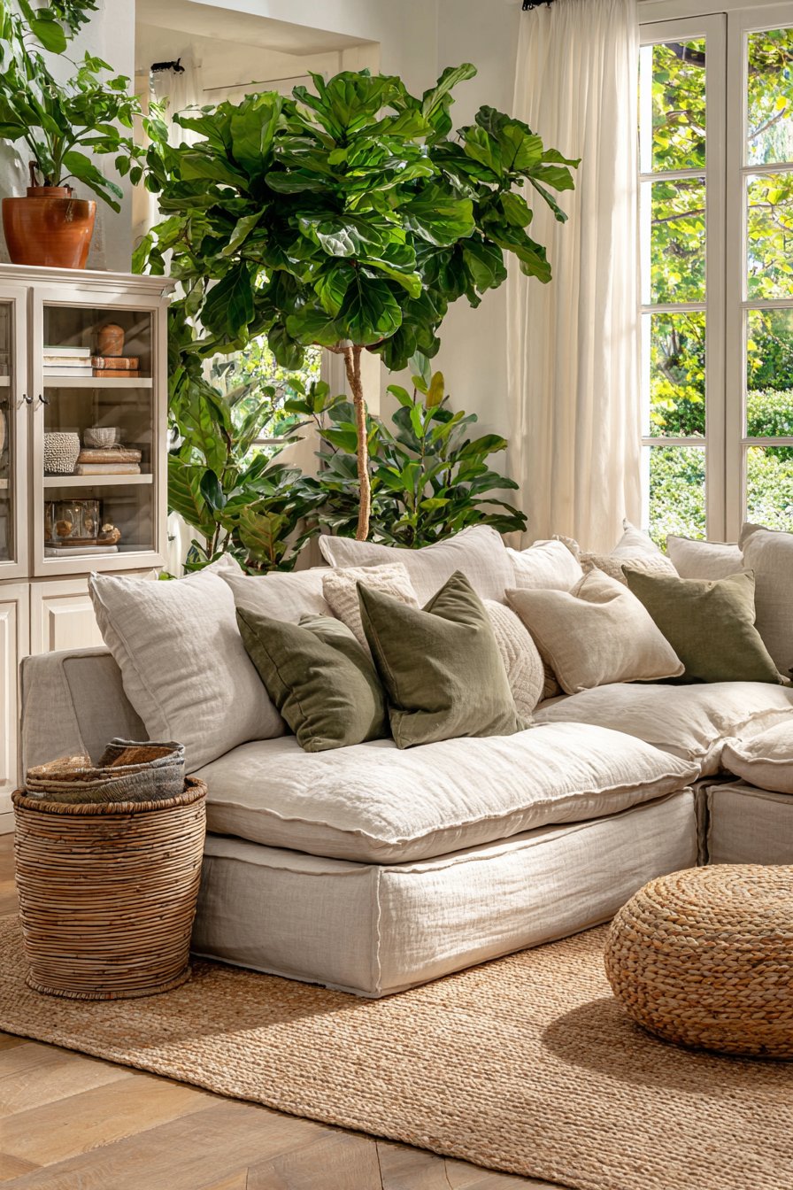 Oversized Sectional with Lush Indoor Garden