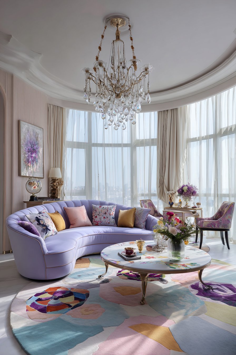 Lavender Dreams with Crystal Chandelier Magic