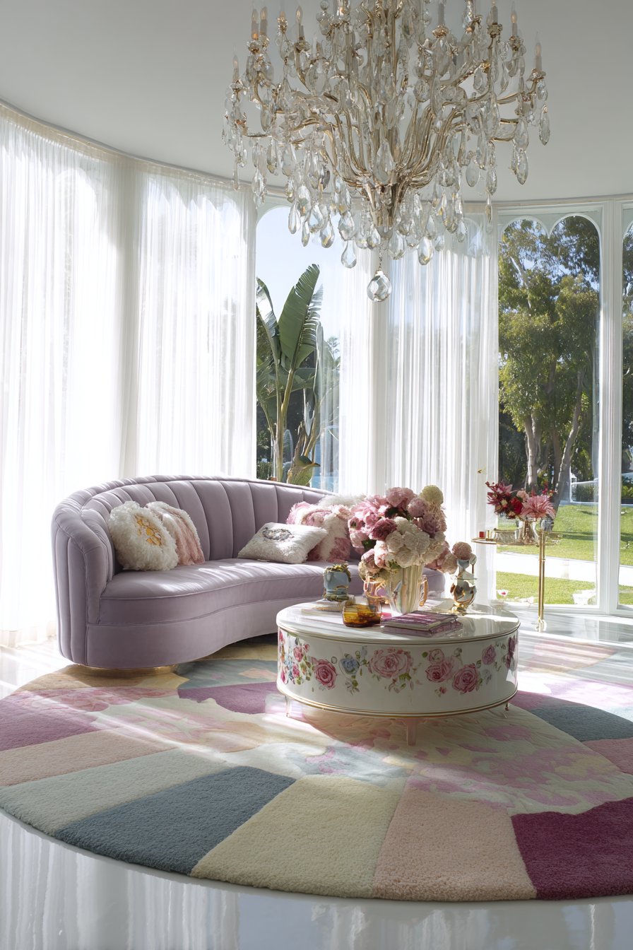 Lavender Dreams with Crystal Chandelier Magic