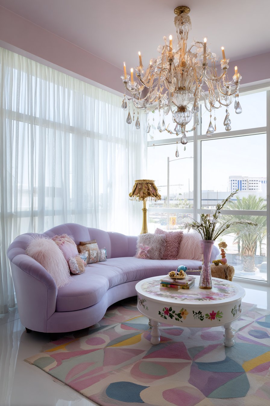 Lavender Dreams with Crystal Chandelier Magic