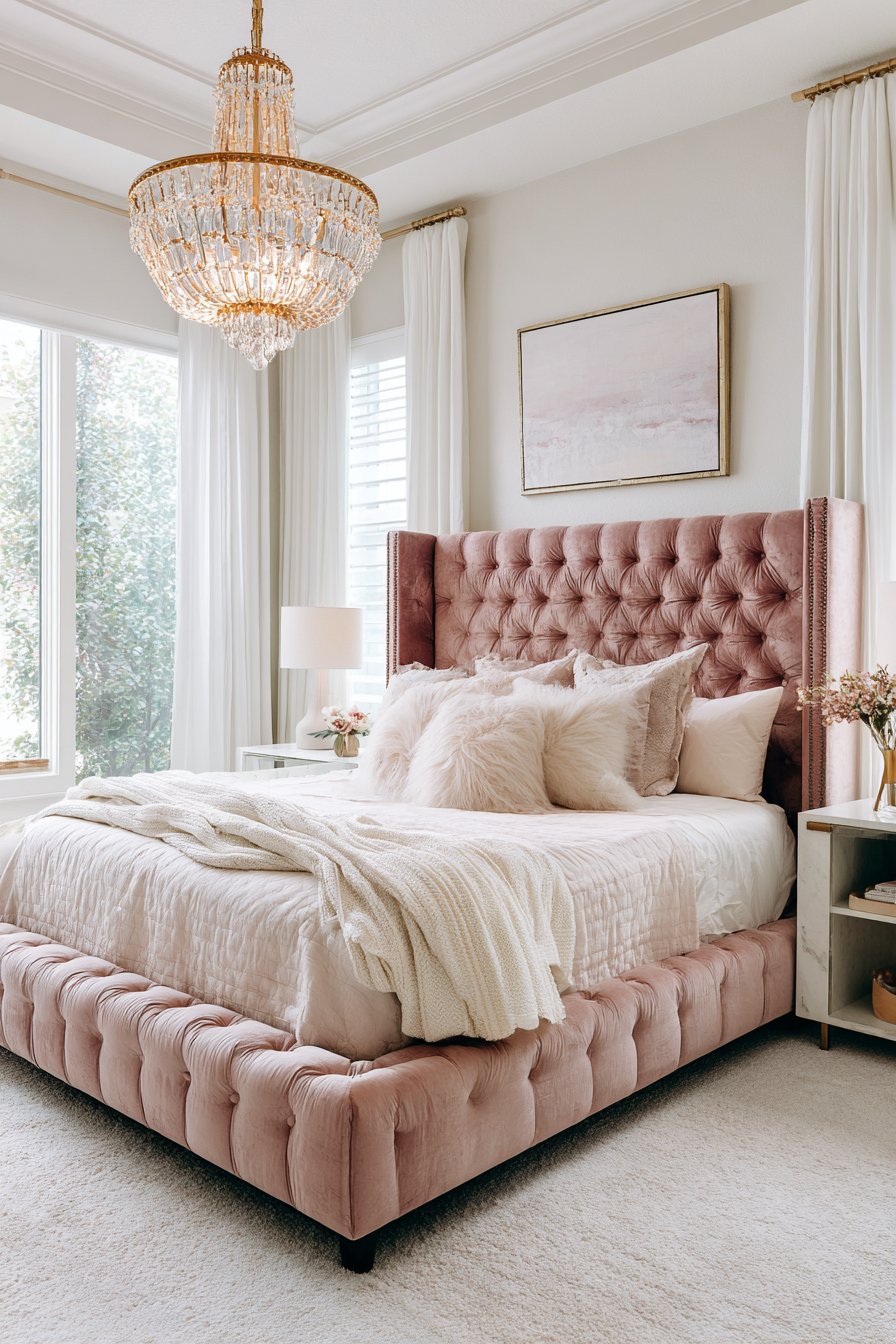 Blush Pink Velvet Bedroom Sanctuary