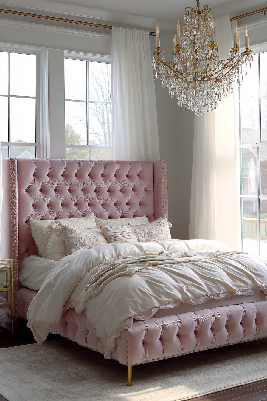 Blush Pink Velvet Bedroom Sanctuary
