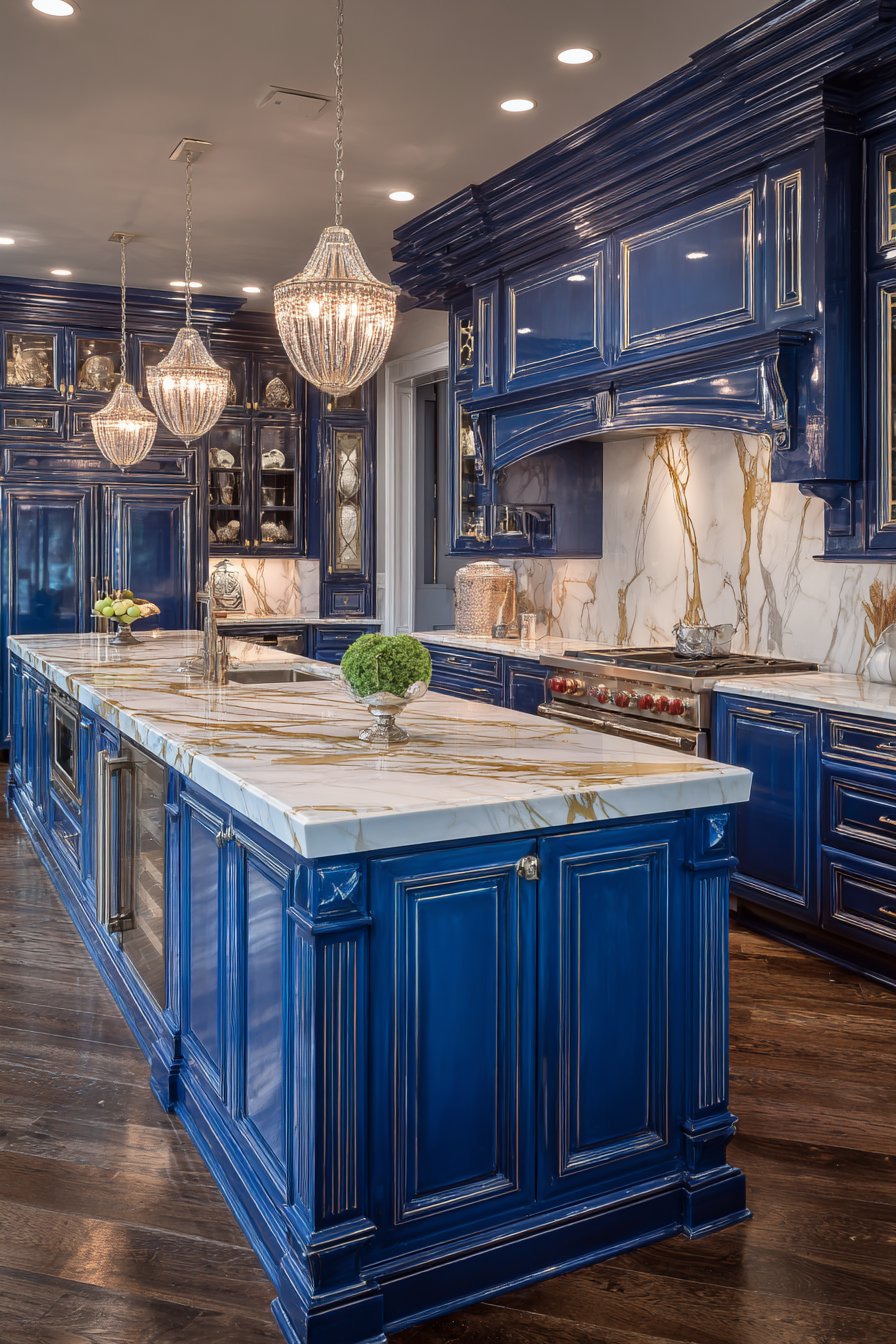 Luxury Royal Blue Lacquer Kitchen