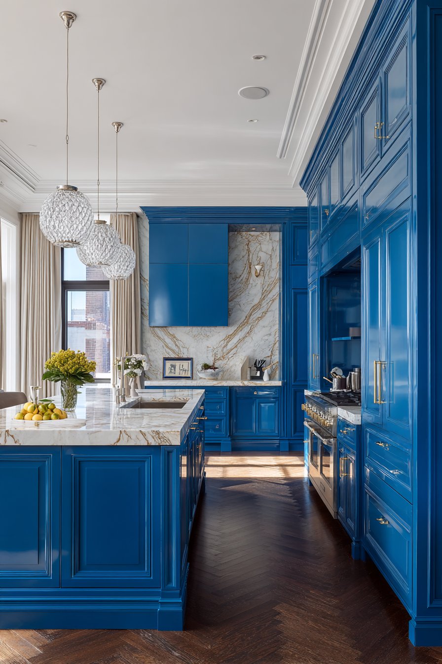 Luxury Royal Blue Lacquer Kitchen