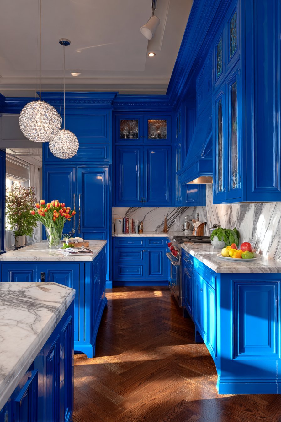 Luxury Royal Blue Lacquer Kitchen