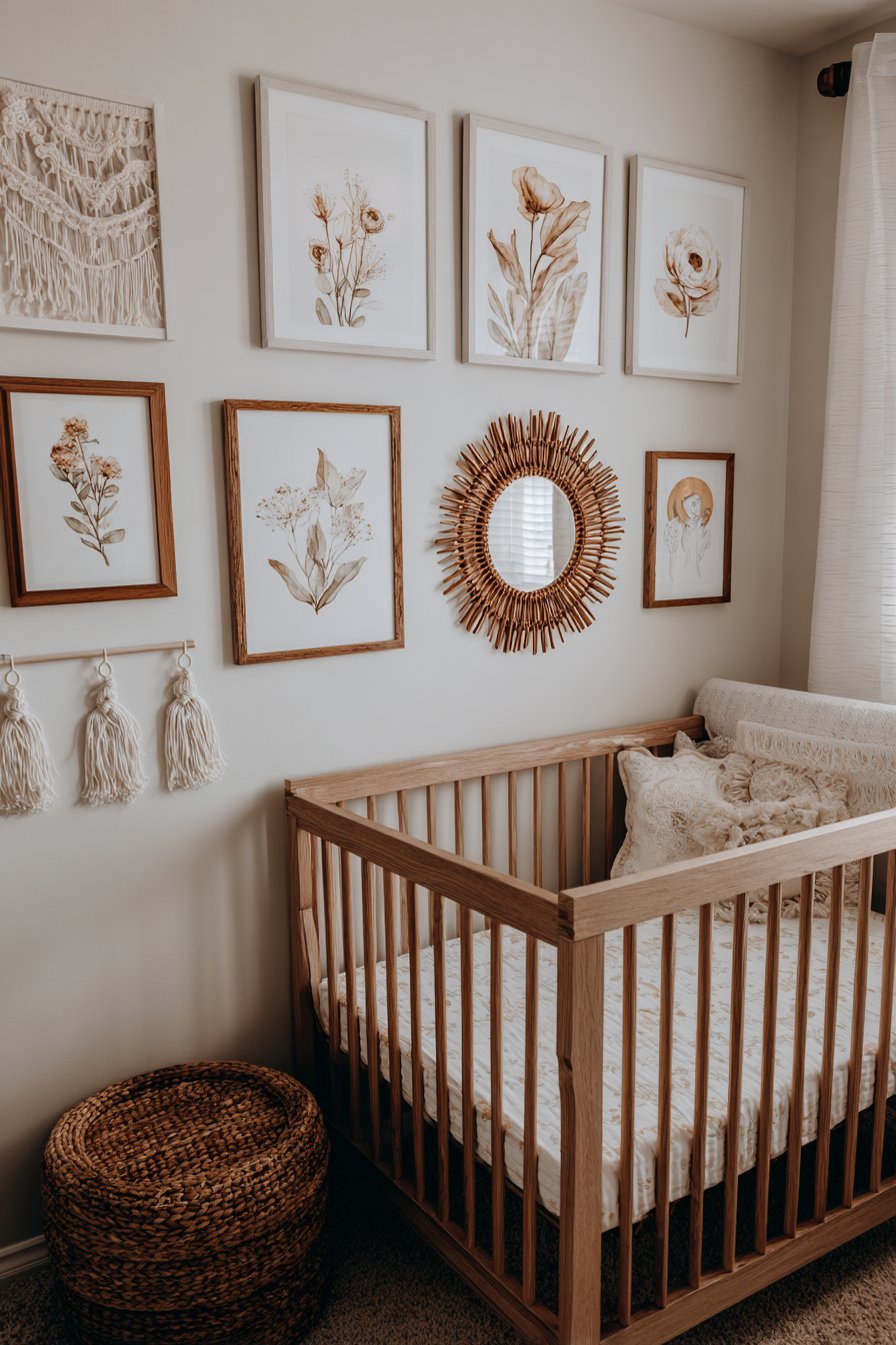 Eclectic Gallery Wall with Natural Frames