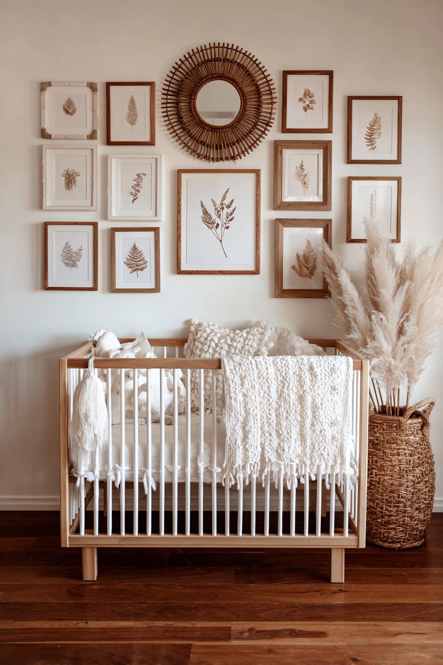 Eclectic Gallery Wall with Natural Frames